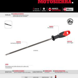 Lima para motosierra con mango bimaterial 5/32" x 8" Urrea