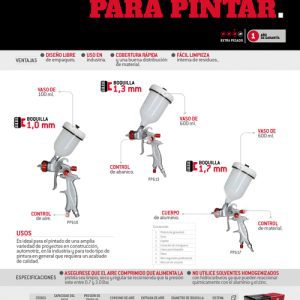 Pistola para pintar con alimentación de gravedad, capacidad 600 ml, 36 PSI Urrea