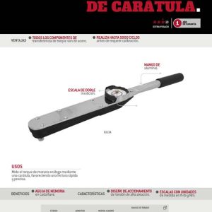 Torquímetro de carátula cuadro de 3/4", 0-350 ft-lb Urrea