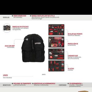 Juego combinado de herramientas para eléctrico 31 piezas, con mochila Urrea