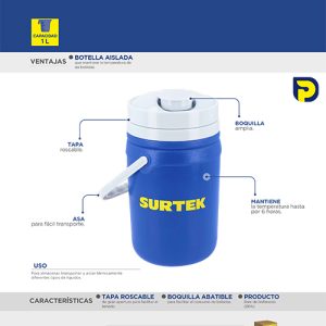 Termo 1 litro, 12 cm x 21 cm Surtek