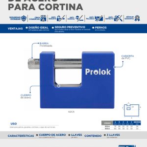 Candado de acero con cubierta plástica de PVC 70 mm, llave estándar Prolok
