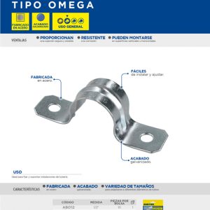 Abrazadera para tubo tipo omega 2", 5 piezas Surtek