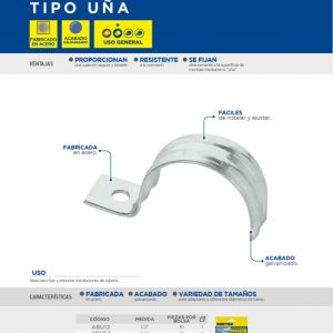 Abrazadera para tubo tipo uña 2", 5 piezas Surtek
