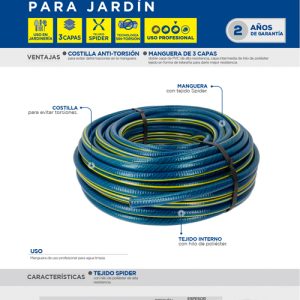 Manguera para jardín tejido spider en rollo 1/2", 50 m Surtek