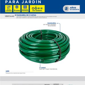 Manguera para jardín tramada verde con conector metálico 1/2", 50 m Surtek
