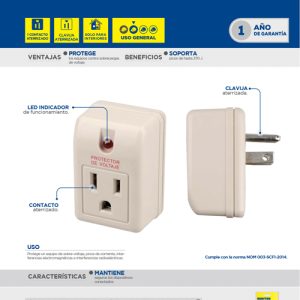 Supresor de picos 1 entrada cable 270 J, 90 cm Surtek