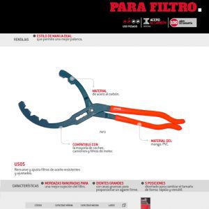 Pinza ajustable para filtros de aceite 2-7/8" a 7" de 16" Urrea