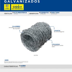 Alambre de púas calibre 12.5, 360 m, 34 kg Surtek