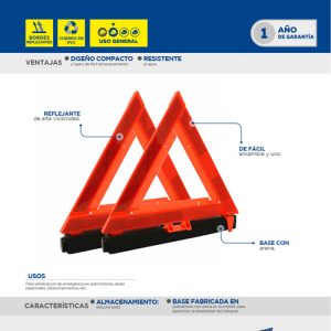 Triangulo reflejante de emergencia con base con arena, 11-1/2", 2 piezas Surtek