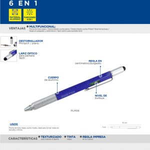 Pluma de tinta negra multifunción 6 en 1 Surtek