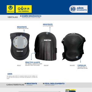 Rodilleras de goma rígida Surtek